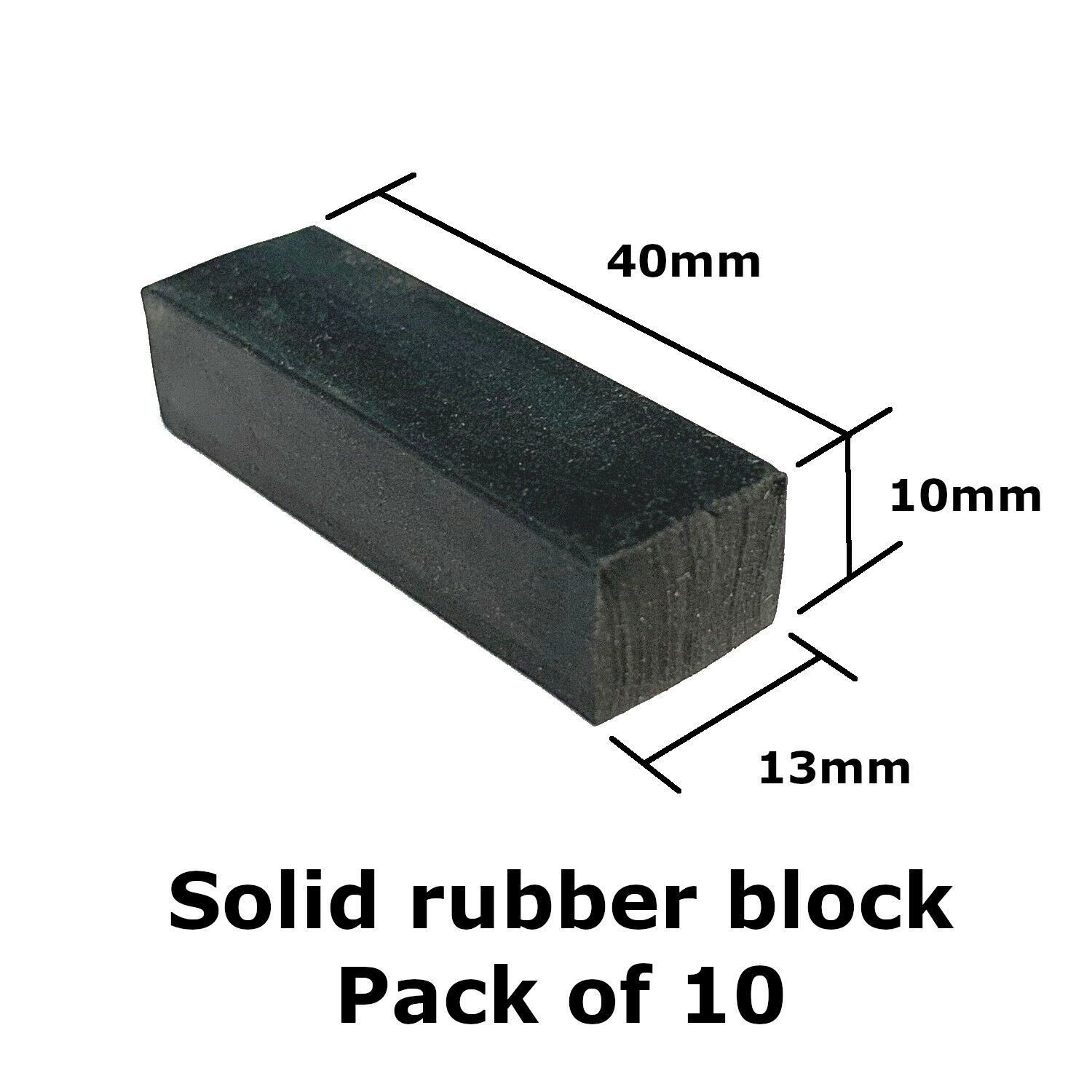Solid Rubber Block 40 x 30 x 13mm Pack of 10 